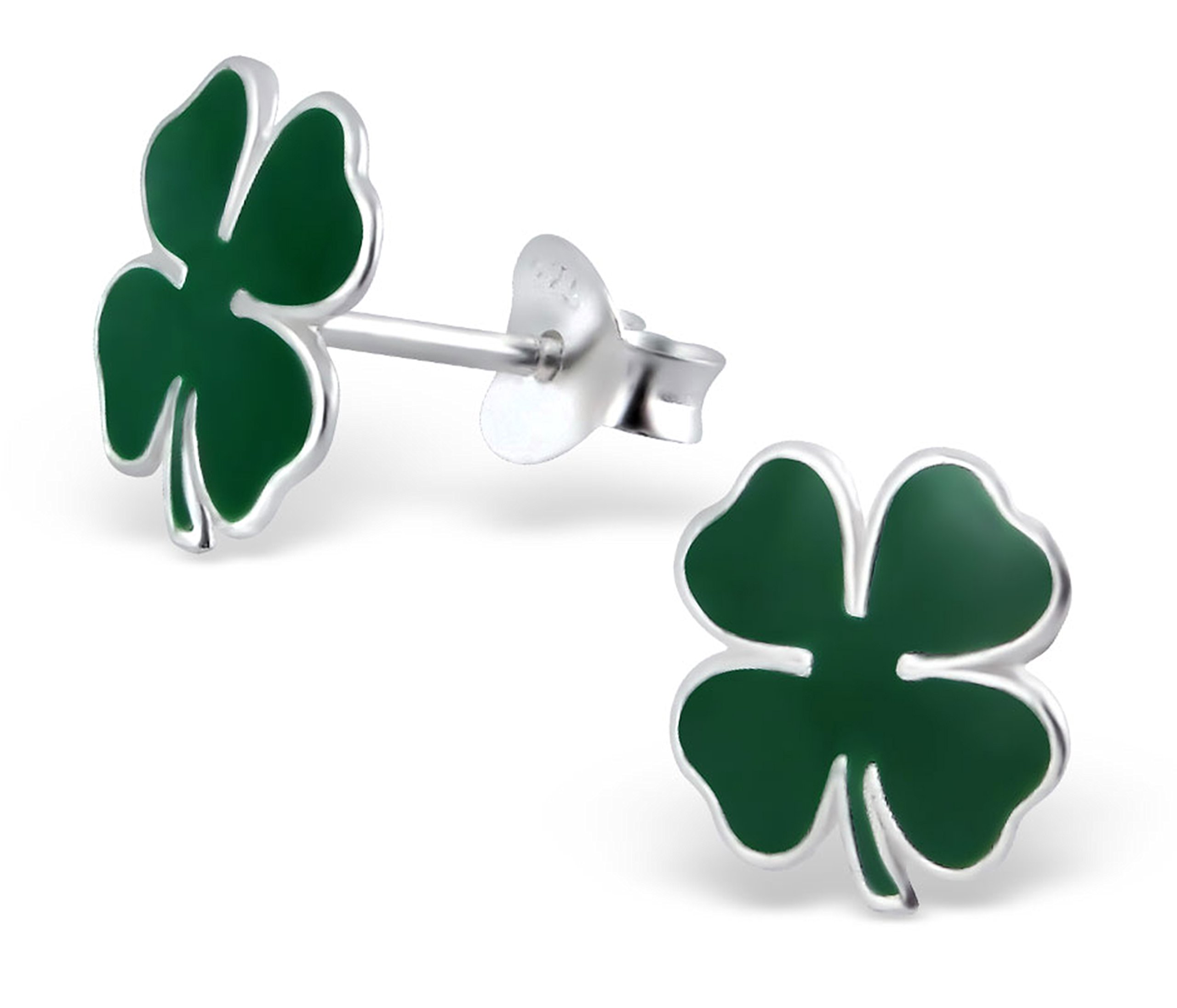 KIWI DAISYBest Wing Jewelry .925 Sterling Silver "Four-Leaf-Clover" Children's Stud Earrings