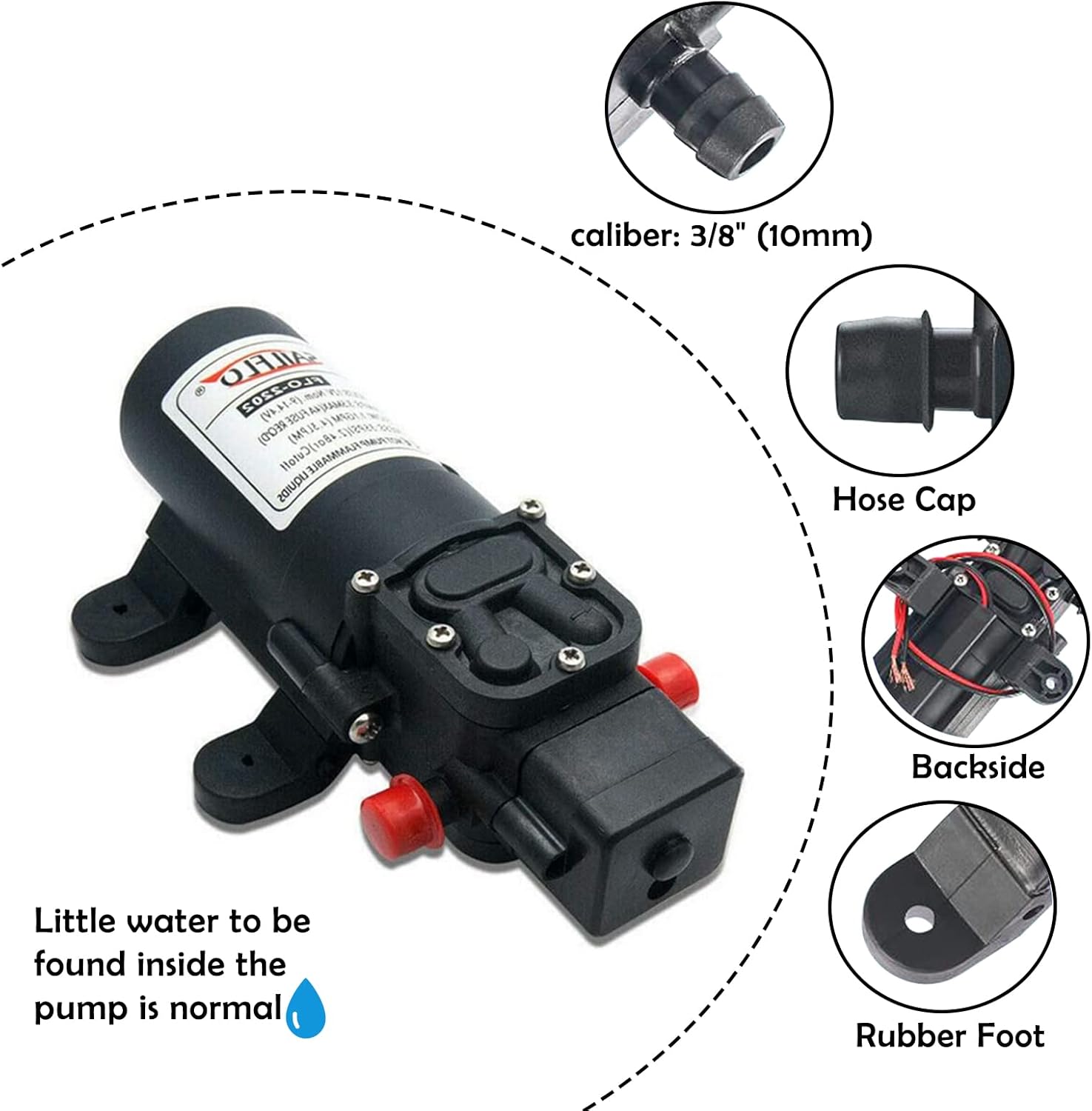 12V RV Water Pump - 35Psi, 1.0GPM with Pressure Switch & 360 Rotatable Faucet,Quiet Self-Priming Marine Camper Water Pump for RV, Yacht, Caravan, Boats