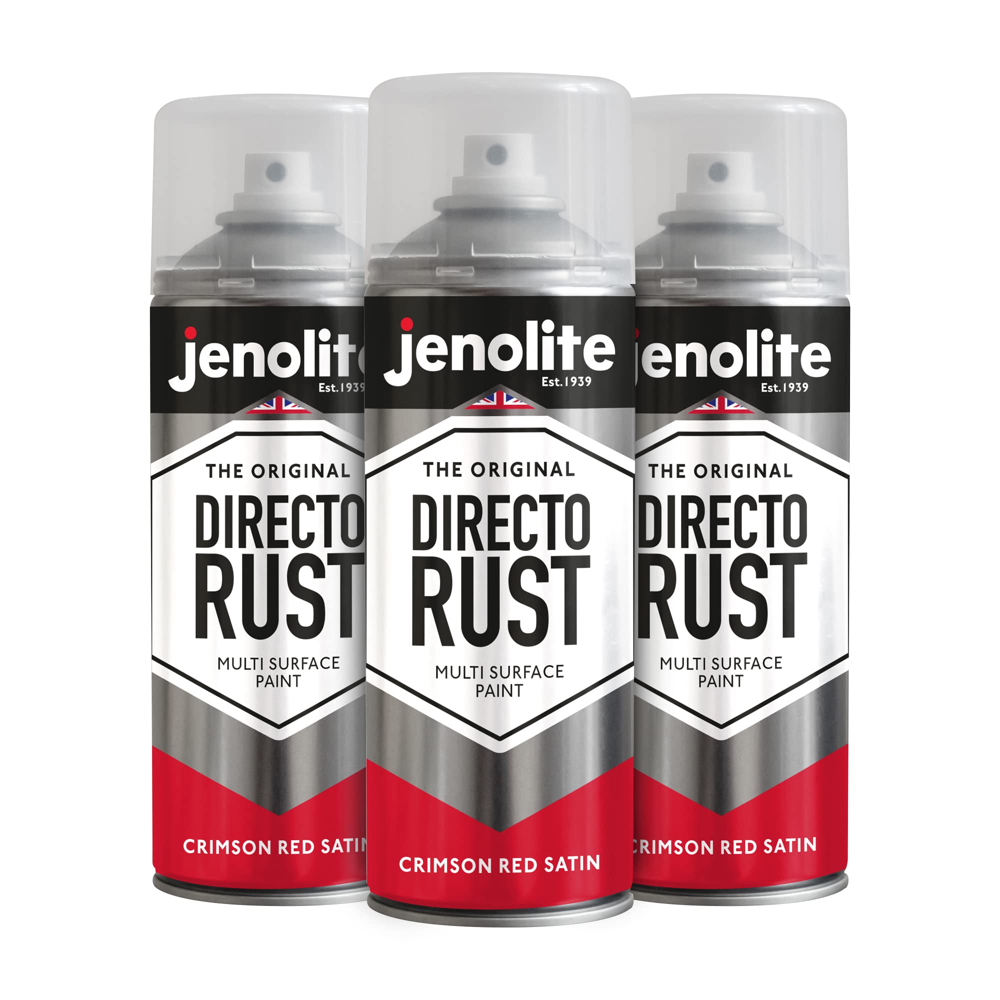 Jenolite Crimson Red Directorust Spray Paint Satin Finish | | 1200 Ml (3 X 400 Ml) | Direct To Rust Spray Paint For Metal, Wood, Plastic, Ceramic | Ral 3027