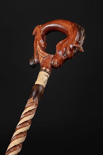 Miniatura 4 de Sorrel Horse Walking Stick - Handmade Wooden Cane for Gift - Carved Hiking Baston