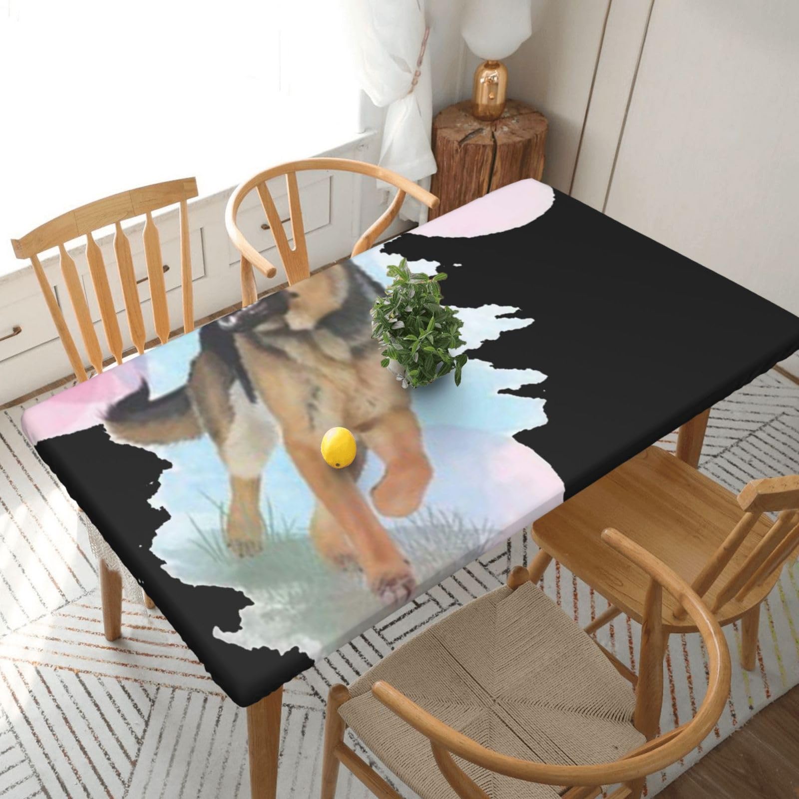 BNVSADC German Shepherd Dog Lovers Printed 5FT Tablecloth Polyester Kitchen Water Resistant Table Cloth Dining Table Decoration Table Covers, 152x76 CM