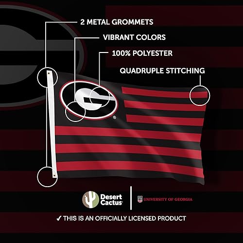 Miniatura 4 de Desert Cactus Bandera de la Universidad de Georgia para interiores y exteriores, 100% poliéster, bandera universitaria, 3 x 5 pies Bulldogs (Nación)