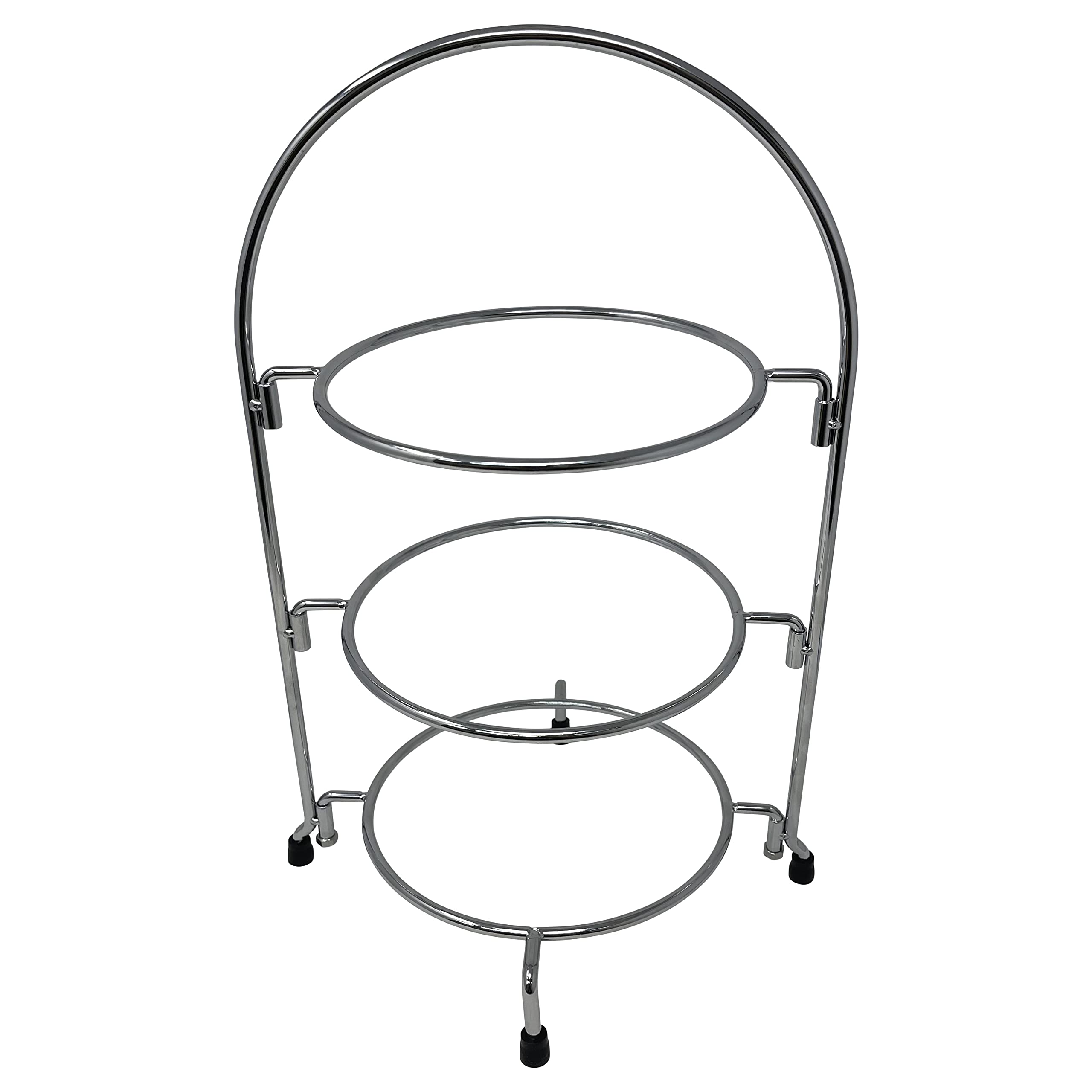 Soporte de té para platos de 3 niveles de alambre cromado Soporte para tartas para el hogar, jardín, té, fiesta, comedor, HTUK®
