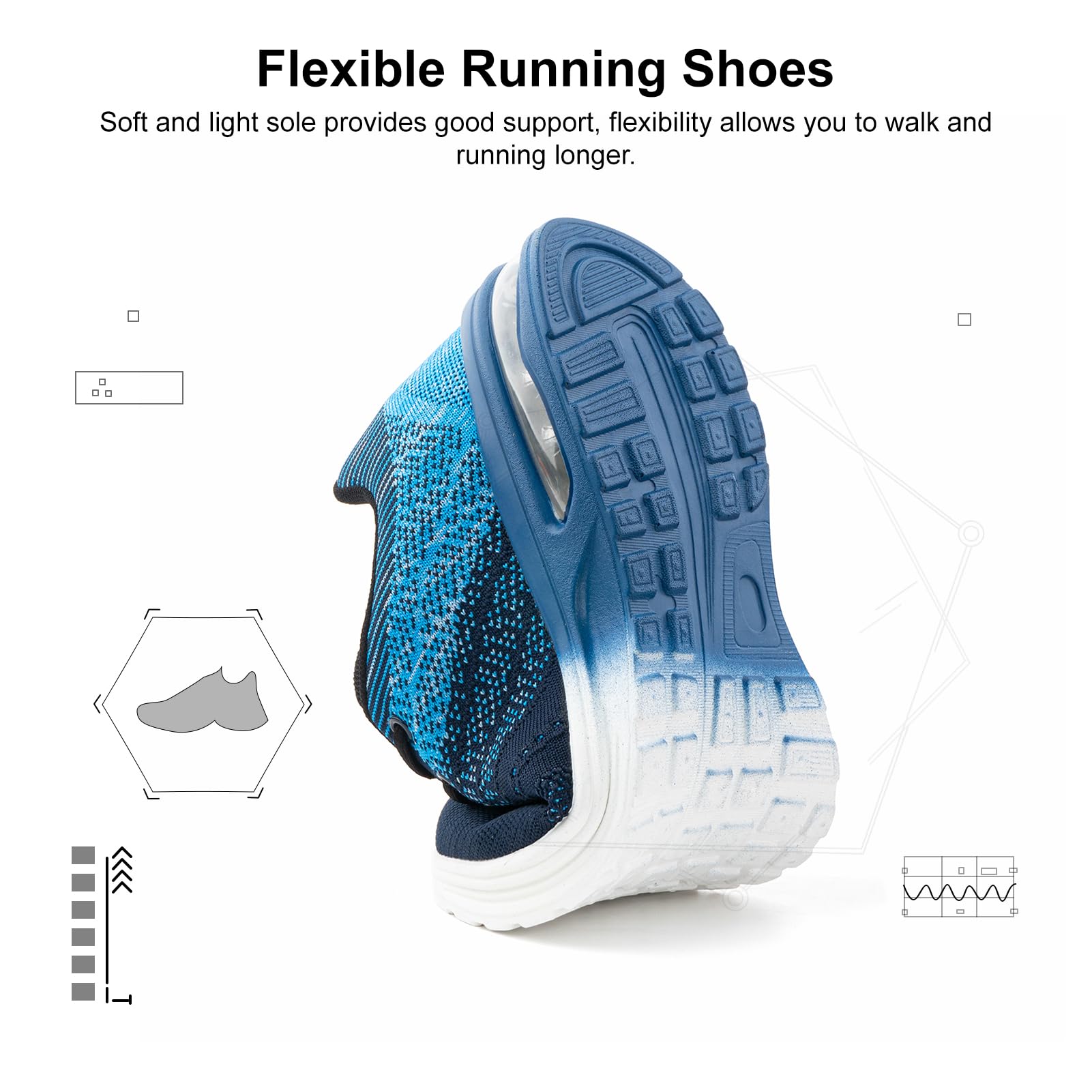 NEOKER Scarpe Running Uomo Donna Scarpe da Corsa Sneakers Scarpe Ginnastica Scarpe Trail Running Scarpe Sportive Platform Outdoor Nero Blu 36-48 EU