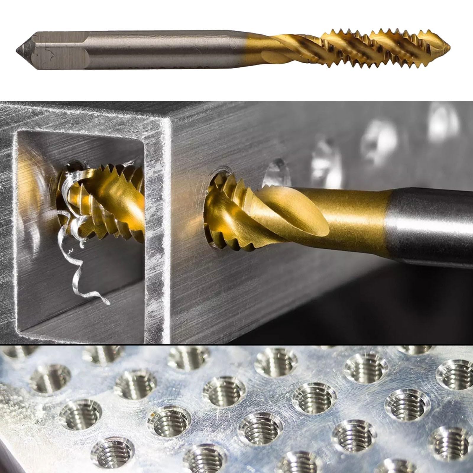Maschio a spirale scanalato HSS 1/4 20 UNC per maschiatura acciaio, alluminio e plastica dura
