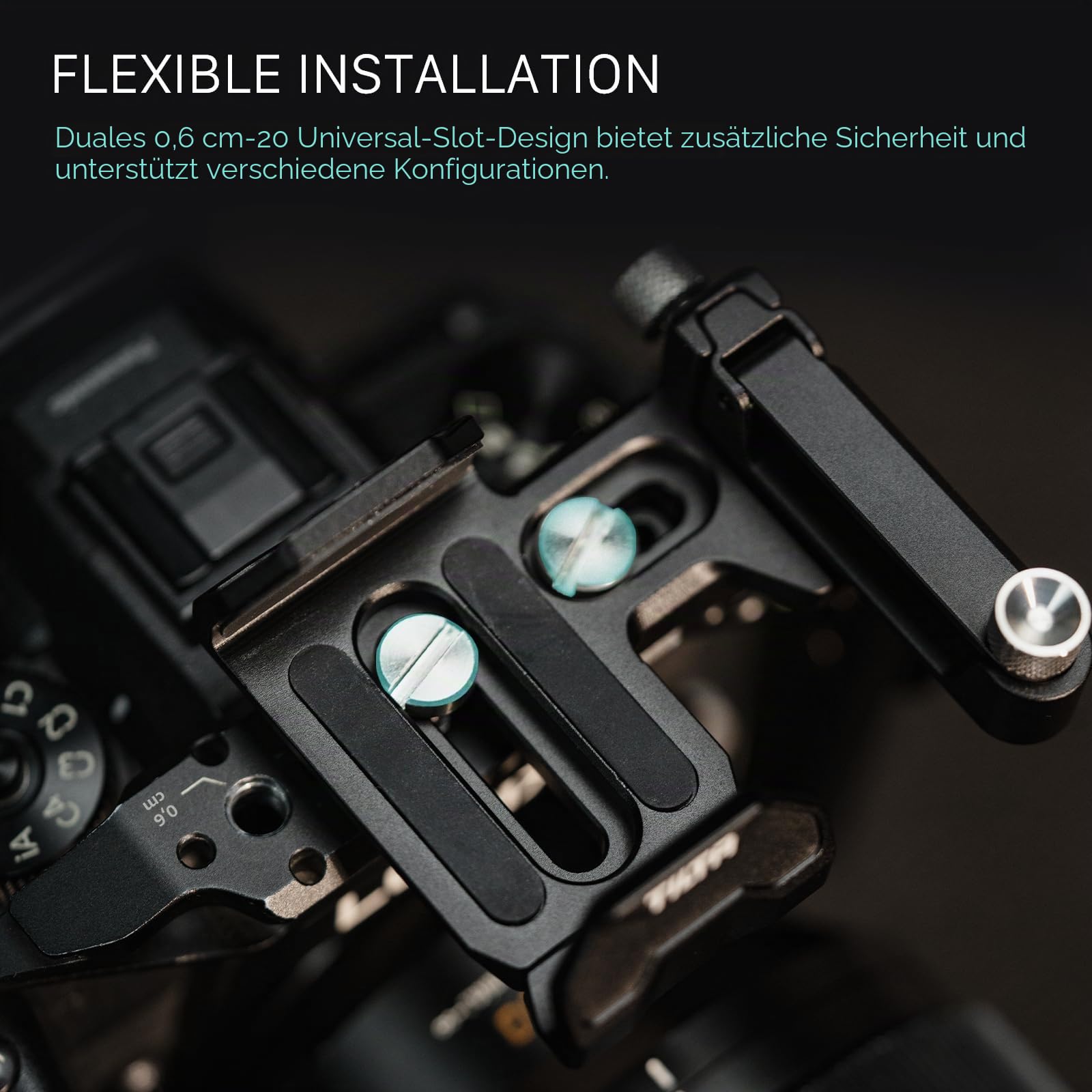 Tilta Universal SSD Laufwerkhalter V2 mit 1/10.2 cm-20 Slot, passend für 50-70mm breite und 15mm dicke SSDs - Schwarz TA-USDH2-B