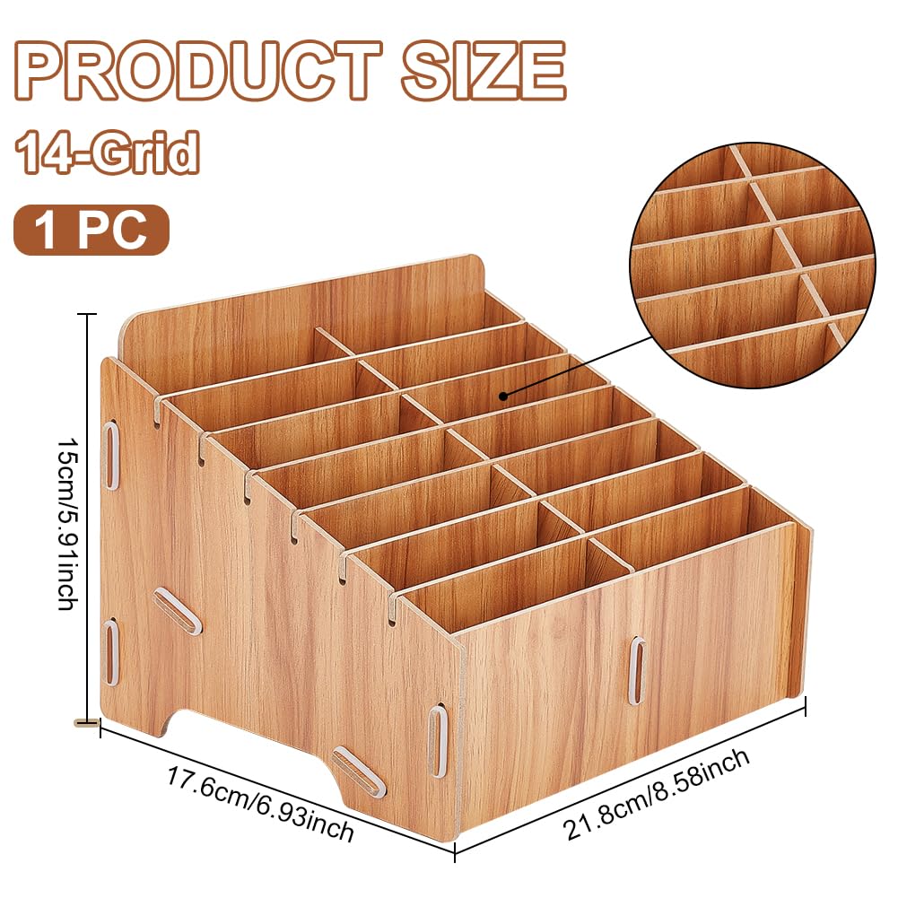 BENECREAT 14 Compartment Wooden Mobile Phone Organiser, Detachable Mobile Phone Organiser - Image 2