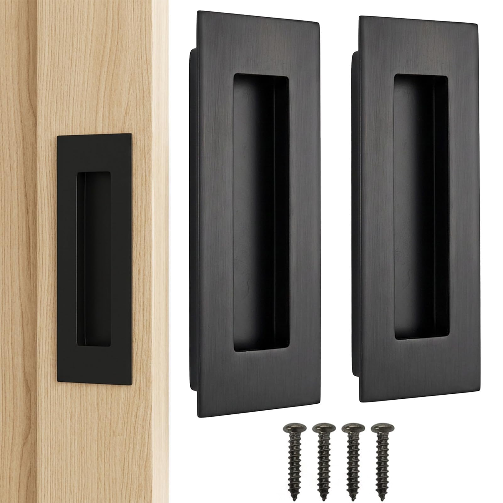 Klyk 2 Pack 150mm Black Flush Door Handles Recessed Sliding Door Handles