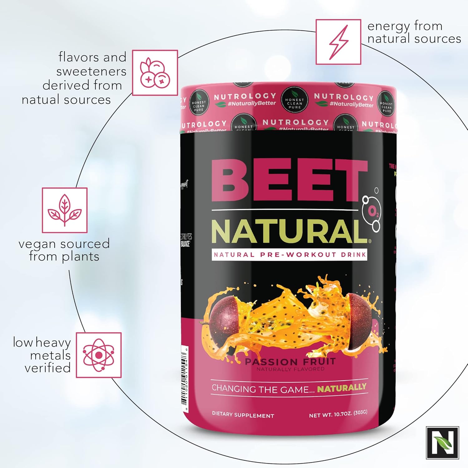 Nutrology Beet Natural O2, Pre Workout Powder, Energy, Endurance & Nitric Oxide Booster with Beet Powder, Passion Fruit Flavor (30 Servings) Zen Natural Magnesium Supplement (30 Servings)