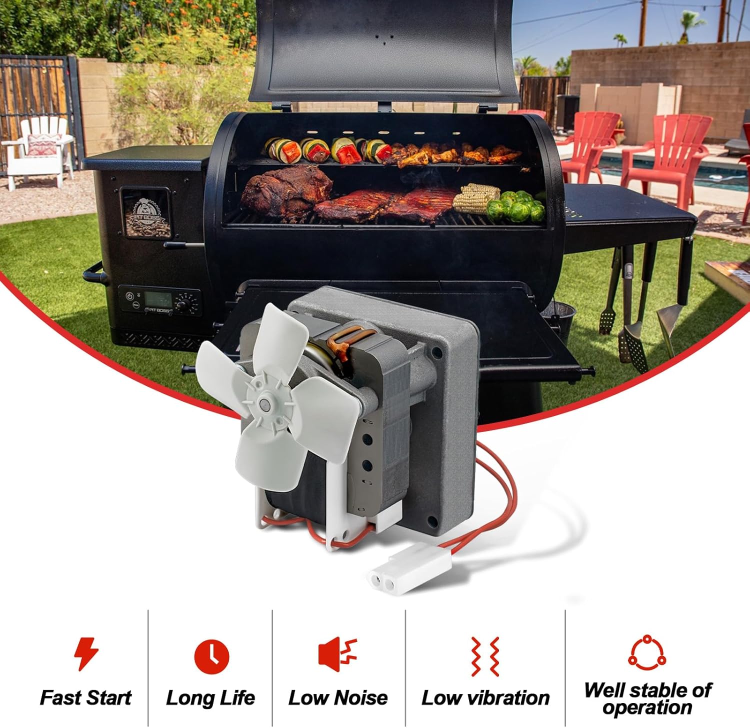 Upgraded 2.0RPM Auger Motor Replacement Parts for Traeger & Pit Boss & Camp Chef & Z Grills Universal AC Pellet Grills Gear Motor Strong Torque