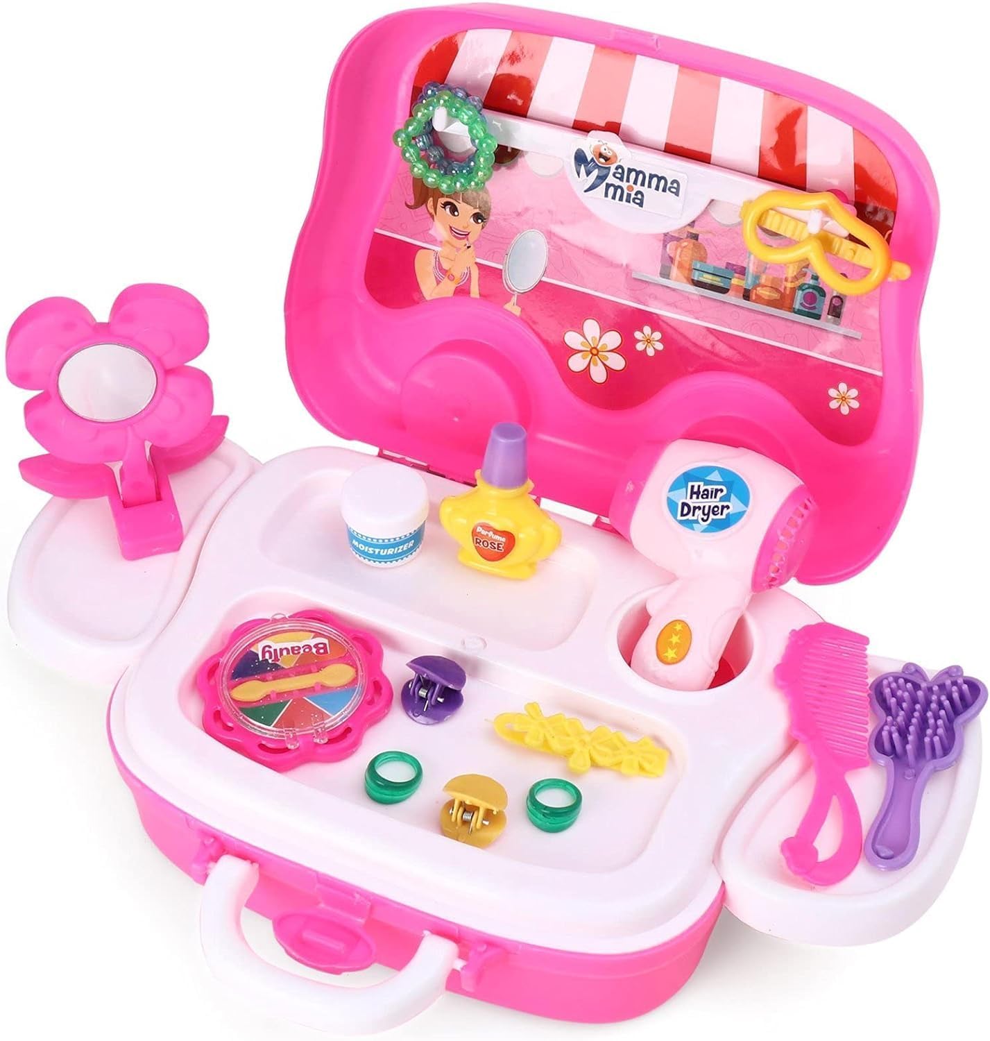 SARASI Kids Beauty Makeup Play Set | Portable Vanity Kit with Mirror & Accessories 2