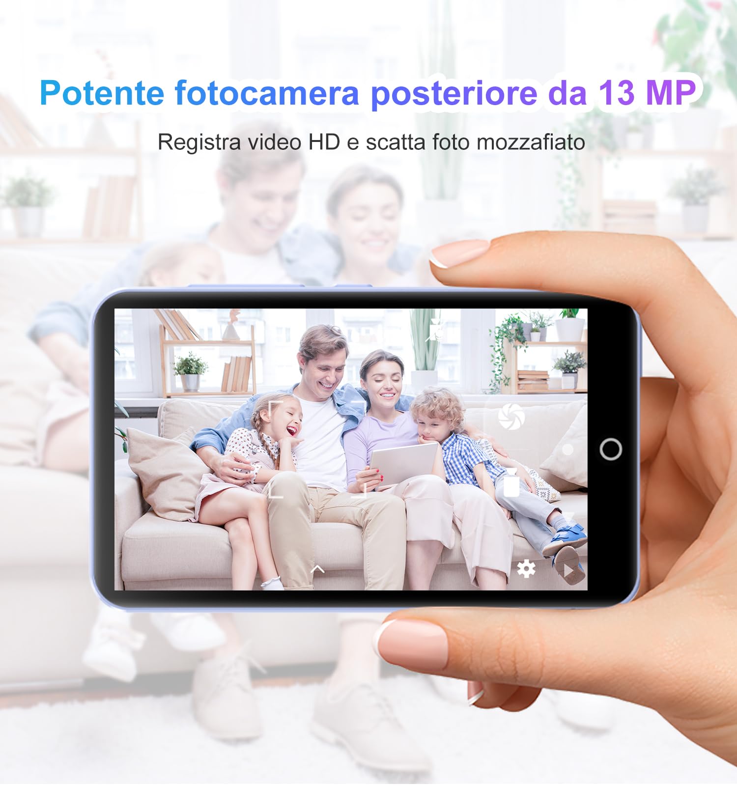 Lettore MP3 da 80 GB con Bluetooth e WiFi, Mp3 e Mp4 Musicale Lettore con Fotocamera, MP3 Player Schermo Tattile da 4.02 pollici, Lettore MP4 Android Portatile con Spotify, Audible, app Play Store