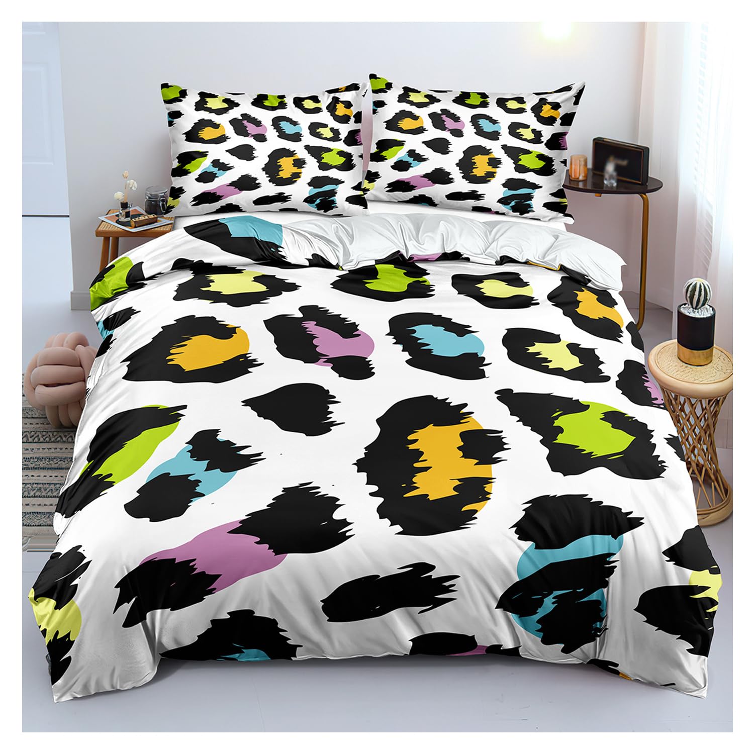 Parure de lit coton 135x200 housse de couette 2 personnes taie oreiller fermeture éclair