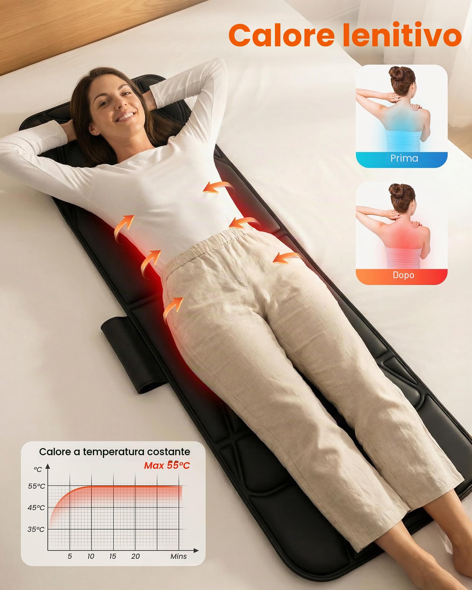 COMFIER Tappetino Massaggiante con Funzione Riscaldante, Coprisedile Materassino Massaggiante Vibrante con 10 Motori di Vibrazione, 5 Modalità di Massaggio e Funzione di Spegnimento Automatico, Regalo