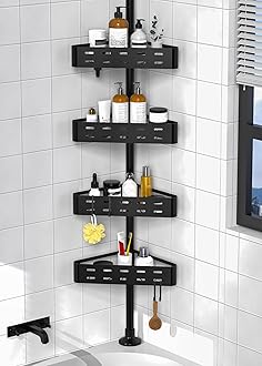 Kegii Telescopic Shower Caddy Corner - Shower Shelf Black Shower Corner Caddy...