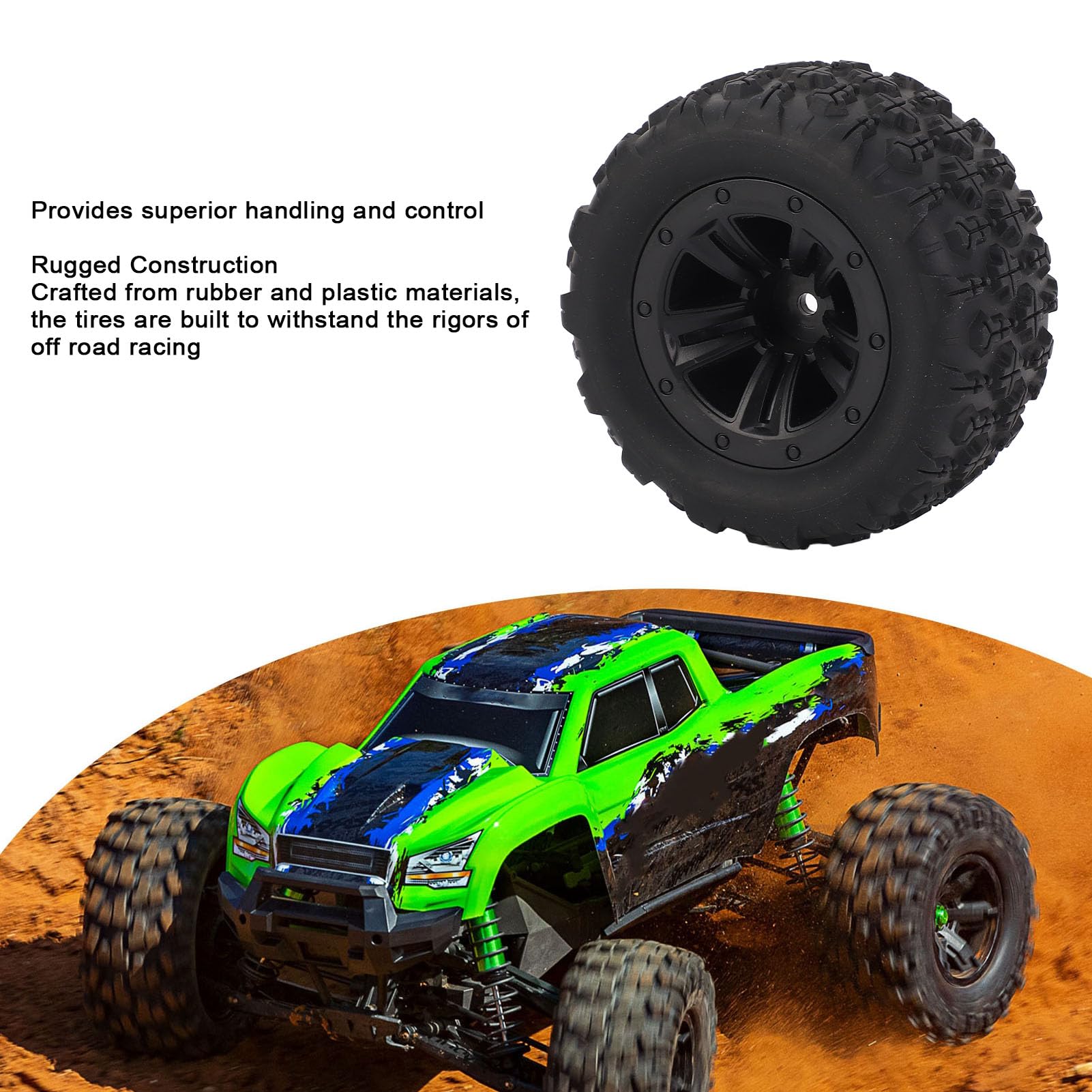 Fockety 12mm Hex Hub RC Cars Wheels and Tires, 4 Pcs RC Wheel Tires for 1/10 RC Off Road Car Truck - Image 2