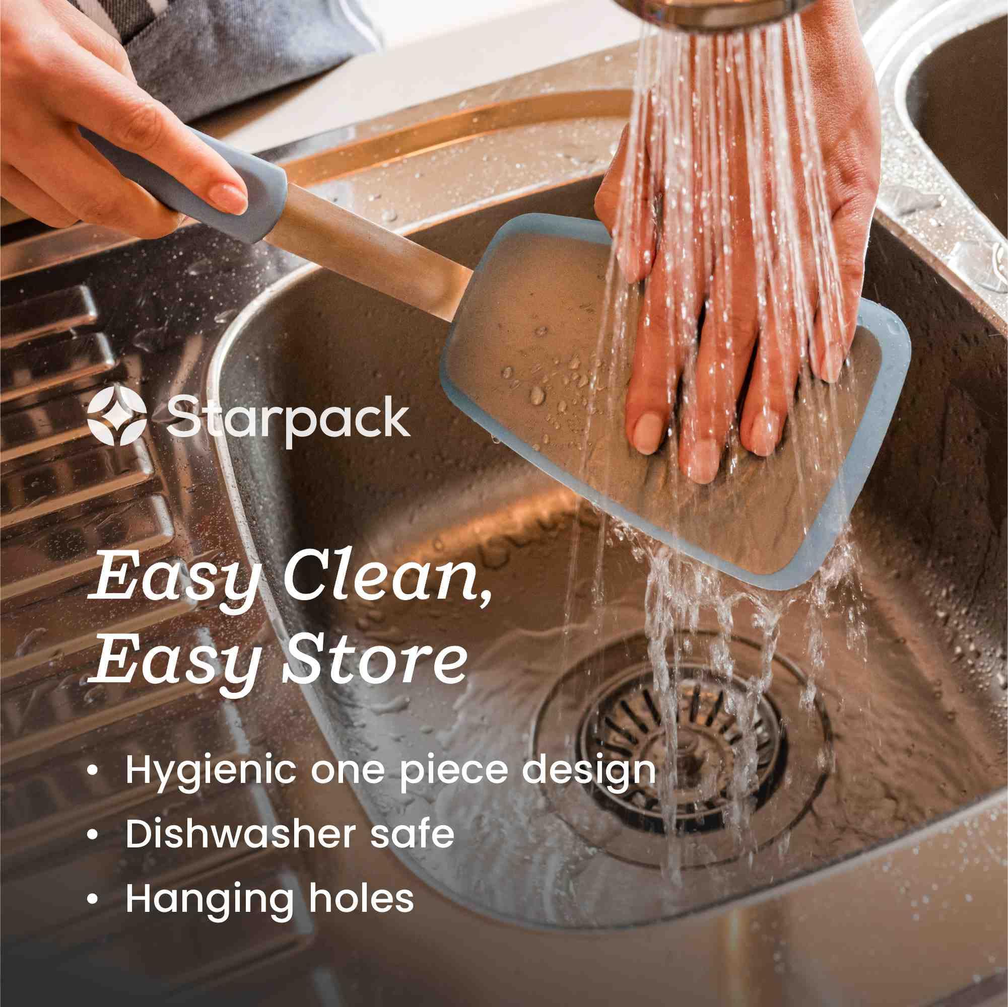 StarPack Premium Flexible Silikon Pfannenwender Set mit 3 Stück – hohe Hitzebeständigkeit bis 315 °C, hygienisches einteiliges Design, Eier, Pfannkuchen und Kekse (Blau)