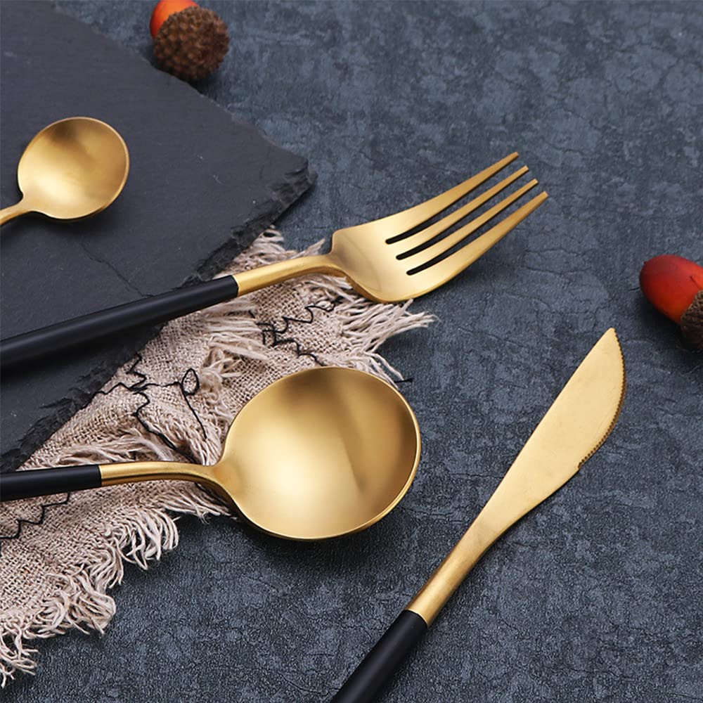 Besteck Set, Edelstahl-Besteck Set 6 Personen, 24-teiliges Geschirr, Prägnant, Nische Essgeschirr für Zuhause und Restaurant, Hochzeit, Halloween, Weihnachten