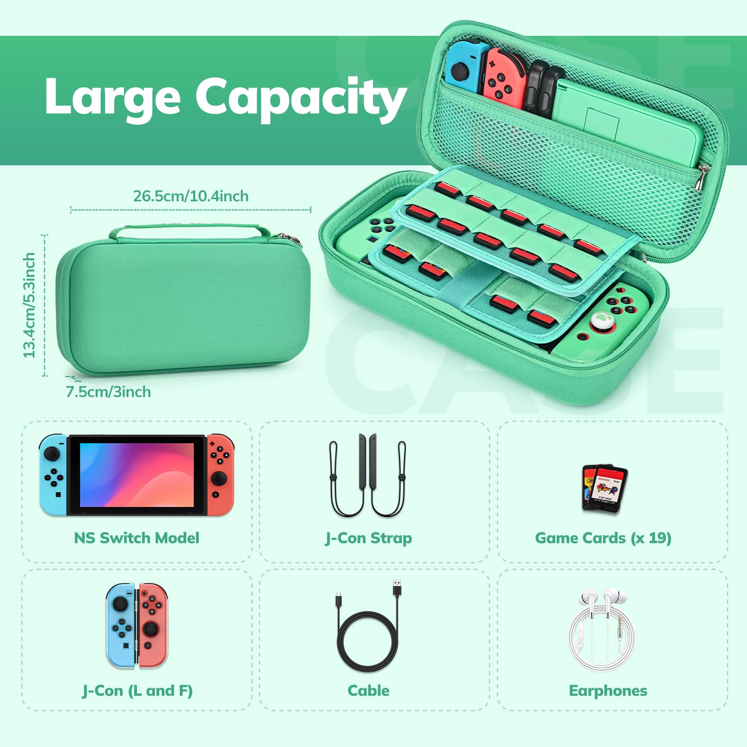 Younik Pack d'Accessoires Switch, Kit d'Accessoires 16 en 1 Comprenant Un Etui de Transport Switch, Etui de Protection pour Console et J-Con, Une Protection d’Ecran, Un Etui de Jeu Switch
