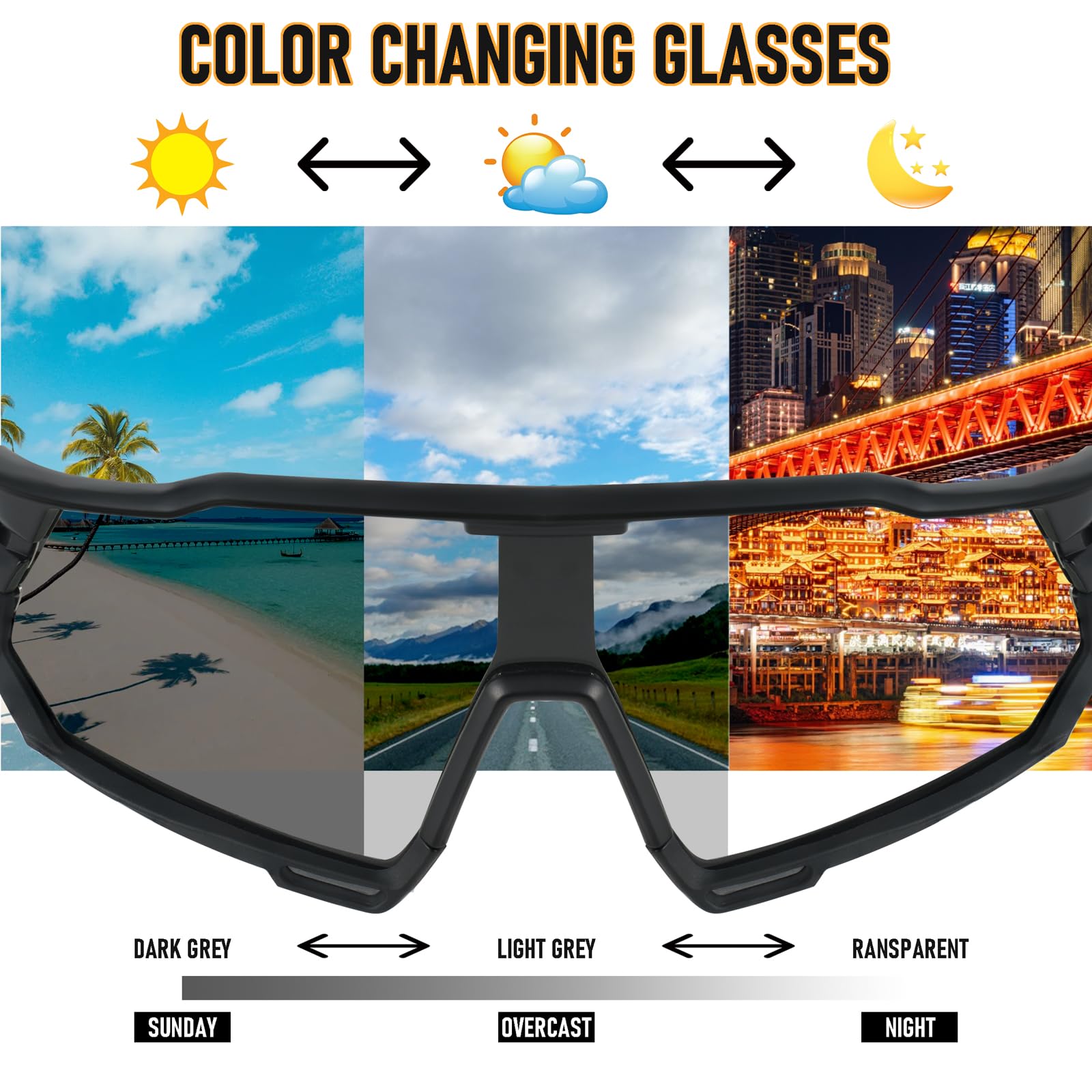 Fotochromowe okulary rowerowe z sportowymi okularami przeciwsłonecznymi UV400 Okulary MTB do biegania Kobiety Mężczyźni Przezroczyste sportowe MTB Rower Baseball
