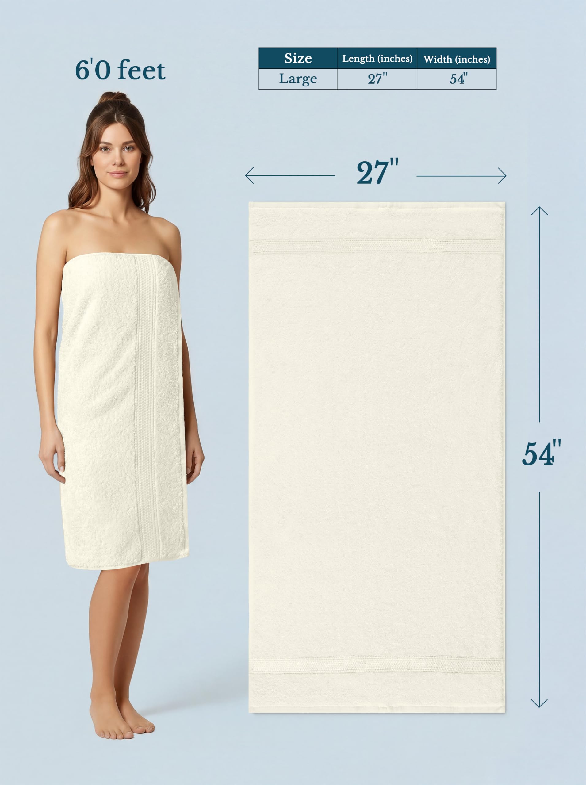 Utopia Towels Premium-Badetücher, 68 x 137 cm, 100% ringgesponnene Baumwolle, 600 g/m², leichte und sehr saugfähige, schnell trocknende Handtücher, perfekt für den täglichen Gebrauch, Elfenbein, 4