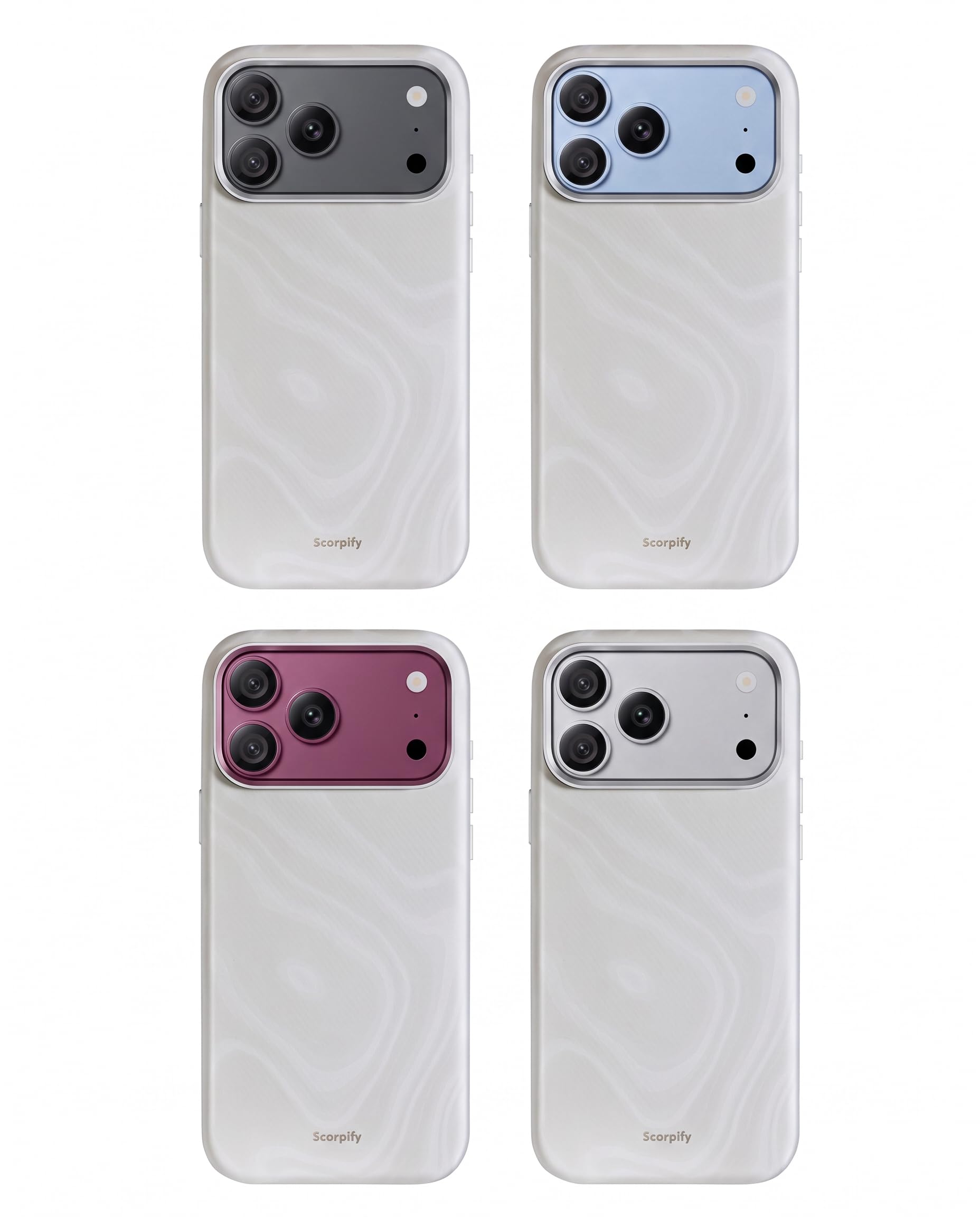SCORPIFY Custodia per iPhone 9 Pro, custodia per iPhone 8 Pro [compatibile con MagSafe] con design in pelle avorio, cover magnetica testurizzata con marmo bianco, per donne e ragazze, sottile e