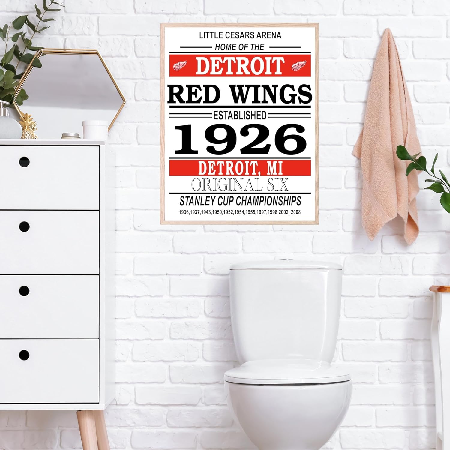 Tmo2 Red Wings Poster, Detroit Hockey Prints, Hockey Poster, Wings Wall Art, Set of 1 (11x14) - Unframed