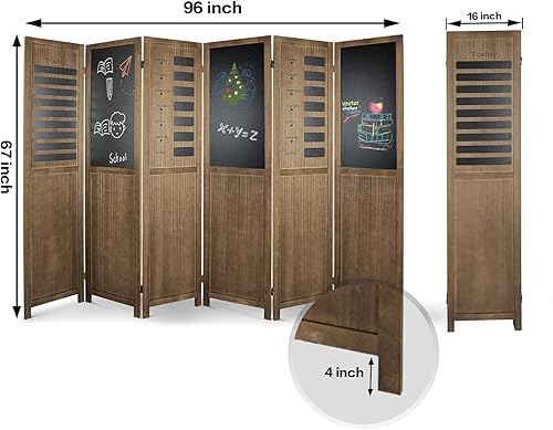 Miniatura 4 de ECOMEX Divisor de habitación de 4 paneles de tejido de 5.9 pies de alto, divisores de habitación y pantallas de privacidad plegables, separadores de