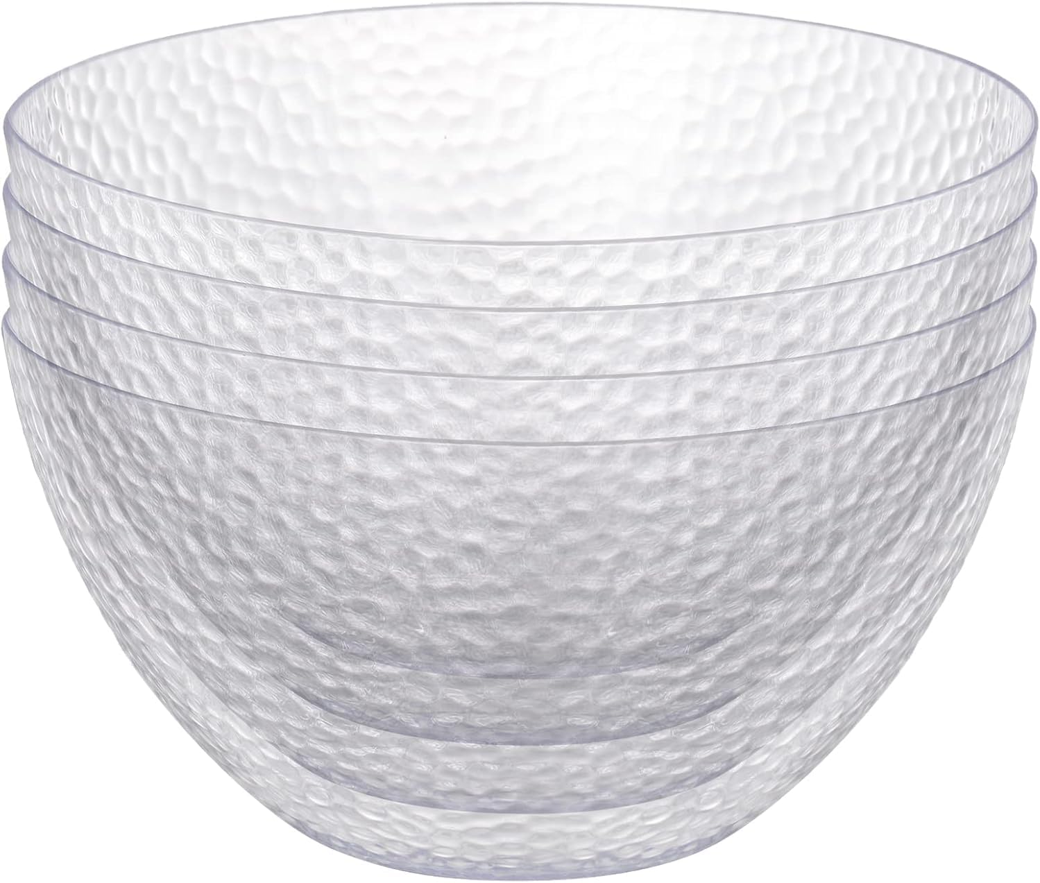 Suwimut 4 Pack Clear Plastic Serving Bowls, 135 OZ Large Round Plastic Bowls, 10 Inch Disposable Reusable Salad Mixing Bowl Buffet Containers for Catering, Party, Salad, Fruit, Chips, Popcorn, Snack