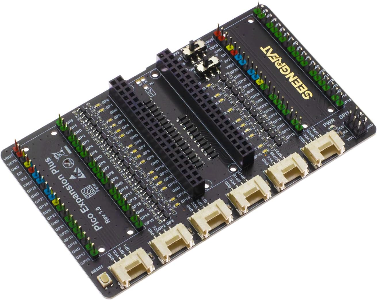 Pico Expansion Plus GPIO Expander for Raspberry Pi Pico, Two Sets of External Expansion Pins 2x20PIN, Pico Dual Expander