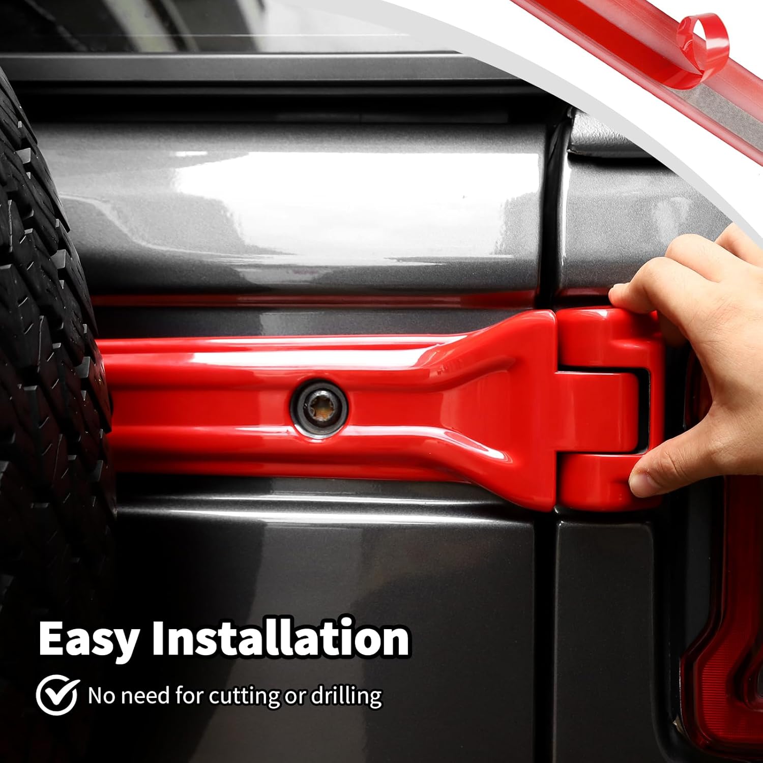 JWWY Exterior Cover Trim Kit for 2018–2026 Jeep Wrangler JL JLU, Full Door Handle Hood Hinge Side Air Vent Exterior Door Bowl, 41PCS Red