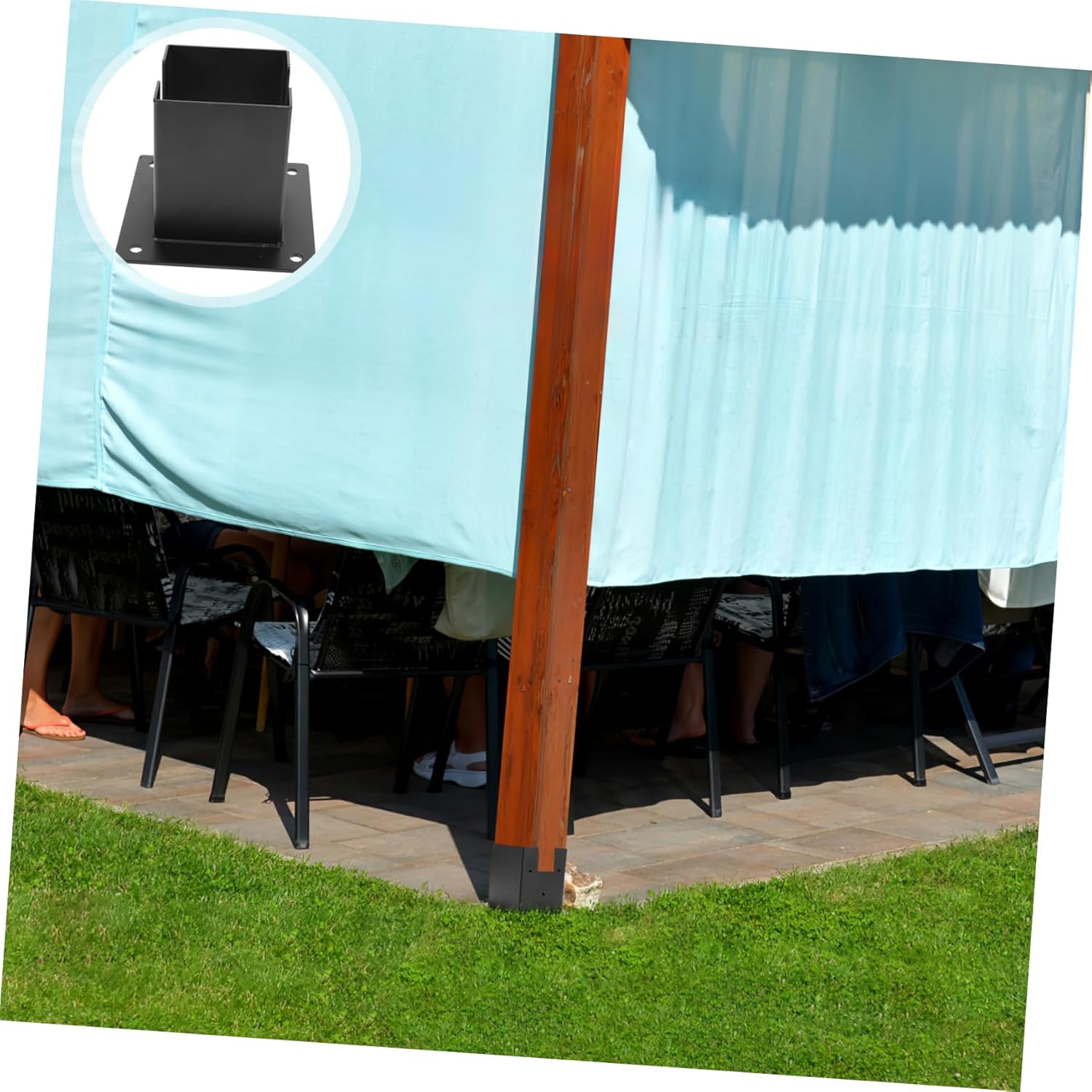 1Set Mailbox Post Base Protector Durable Deck Post Bracket for Railing Fence Heavy Duty Stake Support Easy Installation for Mailbox Deck and Pavilion Use