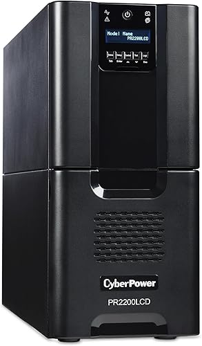 Vista 21 de CyberPower, torre pequeña de suministro ininterrumpido de energía con LCD, onda senoidal, aplicación inteligente 1500VA Negro