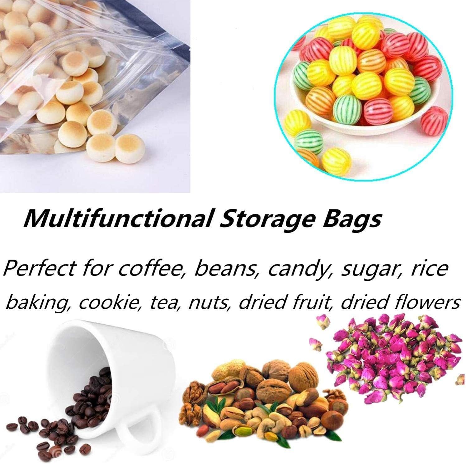 200 Pack Resealable Mylar Bags Smell Proof Pouch Aluminum Foil Packaging Plastic Bag, Small Mylar Storage Bags For Bulk Candy, Cookies, Snack Food, Jewelry, 3x4 inch(Clear Silver) image 4