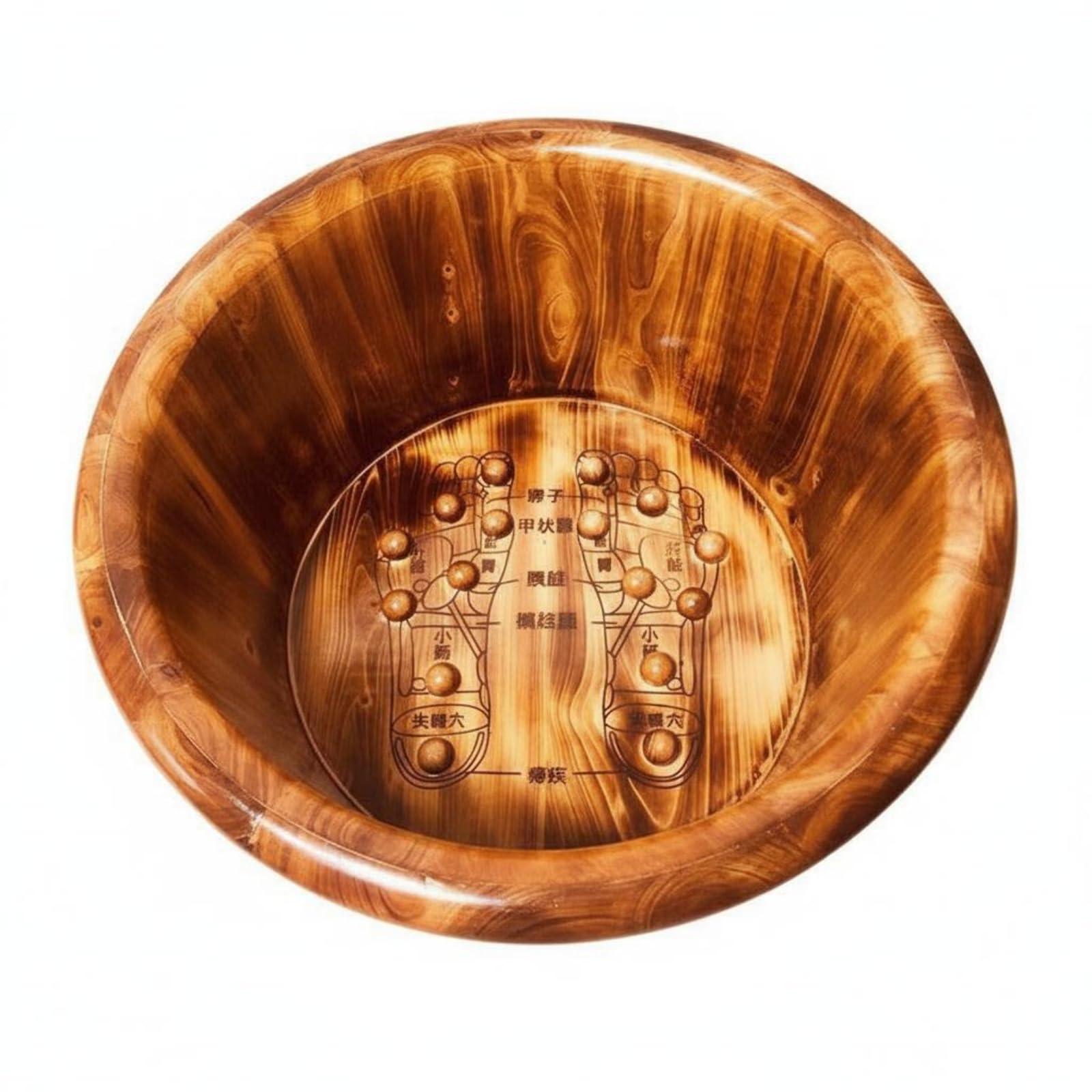 Vasca per Pediluvio in Legno Carbonizzato con Design Profondo per Ammollo Quotidiano dei Piedi Adatta per Sauna E, Carbonizzato Con Punti Di Agopuntura, 26 Cm Di Altezza, Bordo Arrotondato