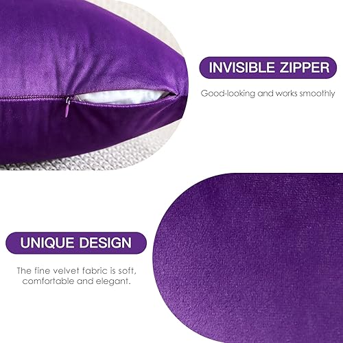 Miniatura 7 de OTOSTAR Juego de 2 fundas de almohada decorativas de terciopelo suave y sólido de 12 x 20 pulgadas, fundas de almohada lumbares, fundas de almohada