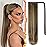 BARSDAR Brown Highlight Straight Wrap Ponytail Extension - 20 Inch Long Straight Wrap Around Ponytails for Women, Synthetic Clip in Ponytail Extensions Balayage Pony Tails Hairpieces