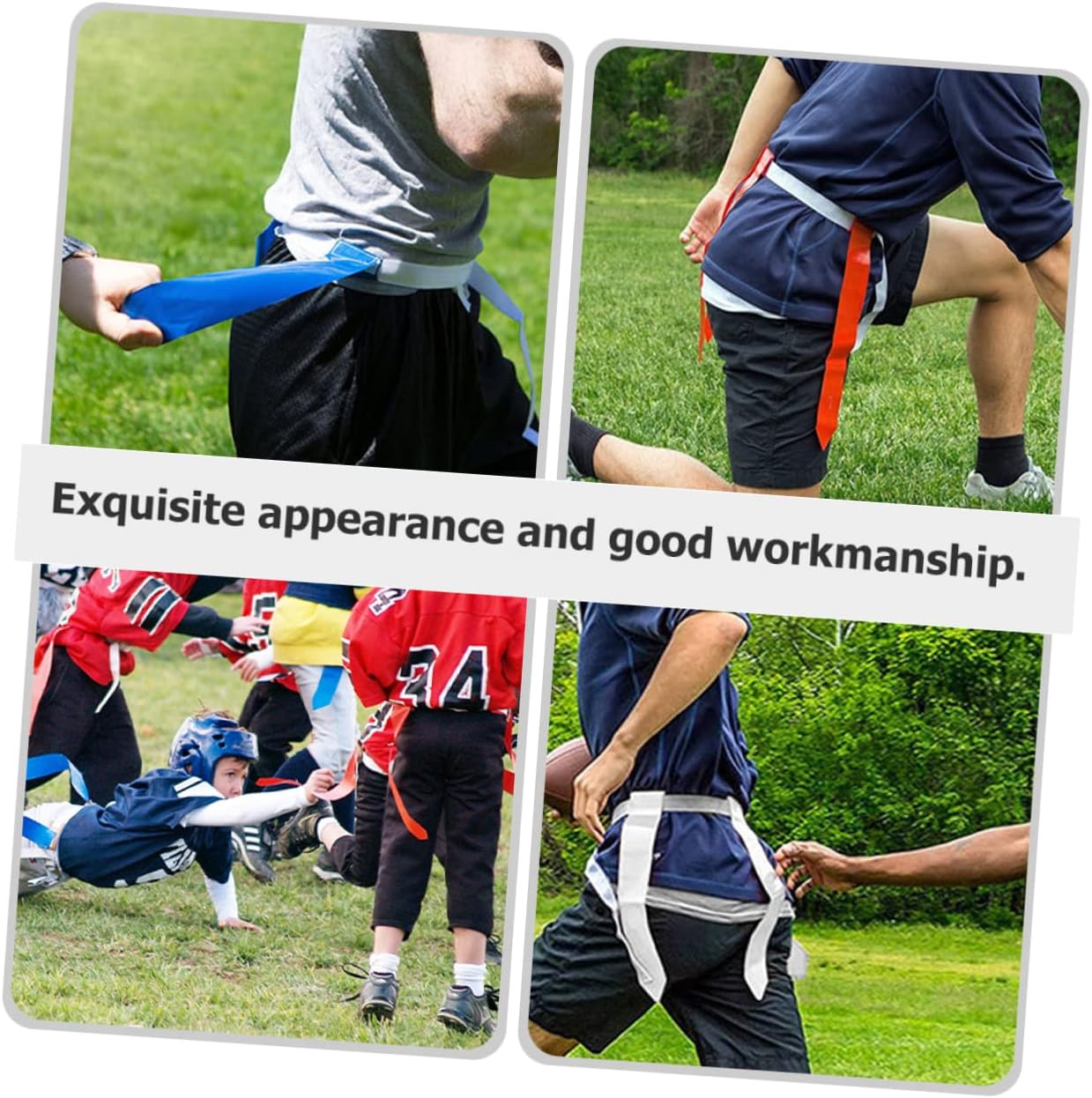 KESYOO 1Set Adjustable Football Waist Flag Set with White Belts Flags and Markers for Youth and for Training Scrimmages and Fun Activities