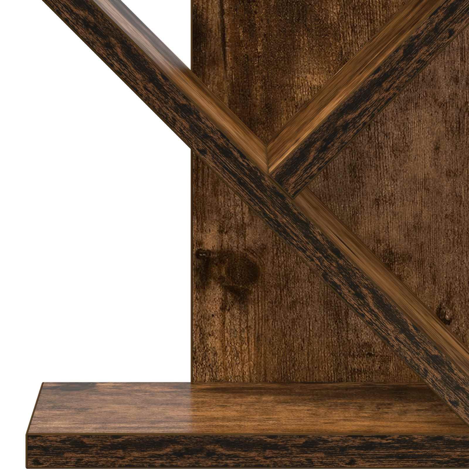 Étagère Arbre 3 Niveaux en Bois d'ingénierie Chêne fumé 30 x 18 x 40 cm Rangement pour Livres Romans dossiers classeurs Bureau Salon Chambre avec Compartiments exposant Objets déco