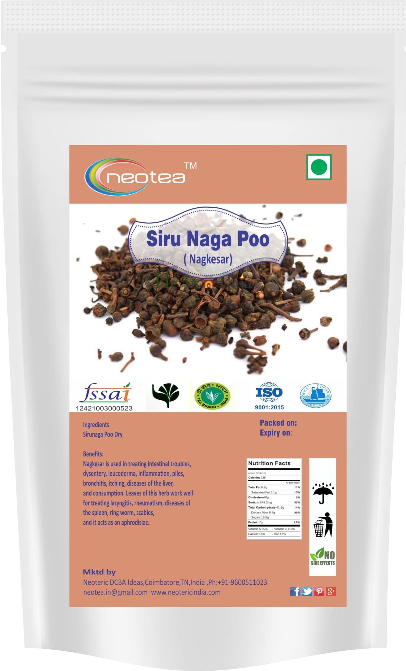 Siru Naga Poo Nagkesar | Mesua Ferrea | 200GM | Natural & Aromatic Dried Flower Buds | Traditionally Used in Ayurveda & Herbal Remedies | No Preservatives or Additives | Hygienically Packed | Ideal for Medicinal, Culinary, and Spiritual Use