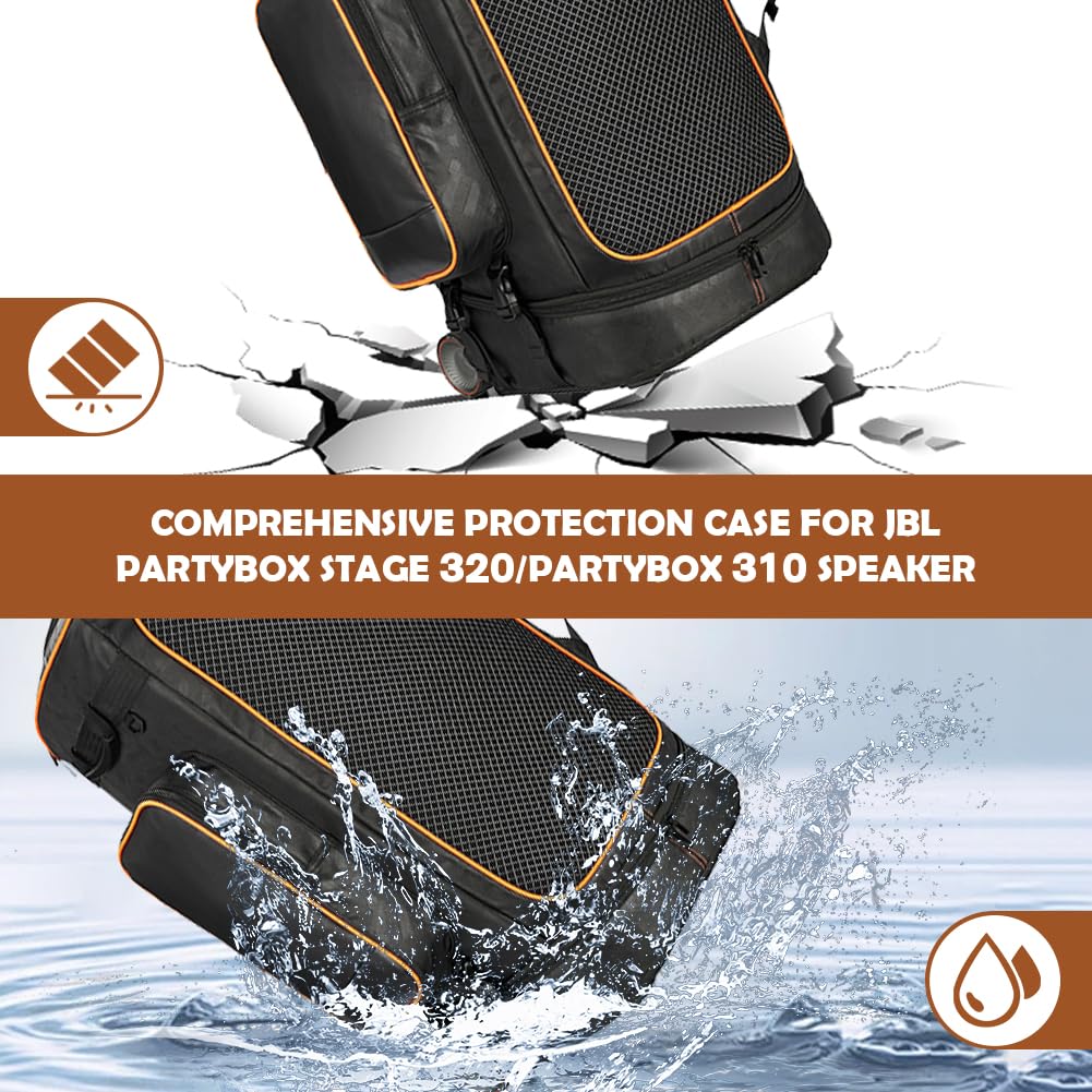 Sac de Transport pour Enceinte Portable JBL PartyBox Stage 320/PartyBox 310, Sac à Dos Robuste et imperméable, Housse de Protection