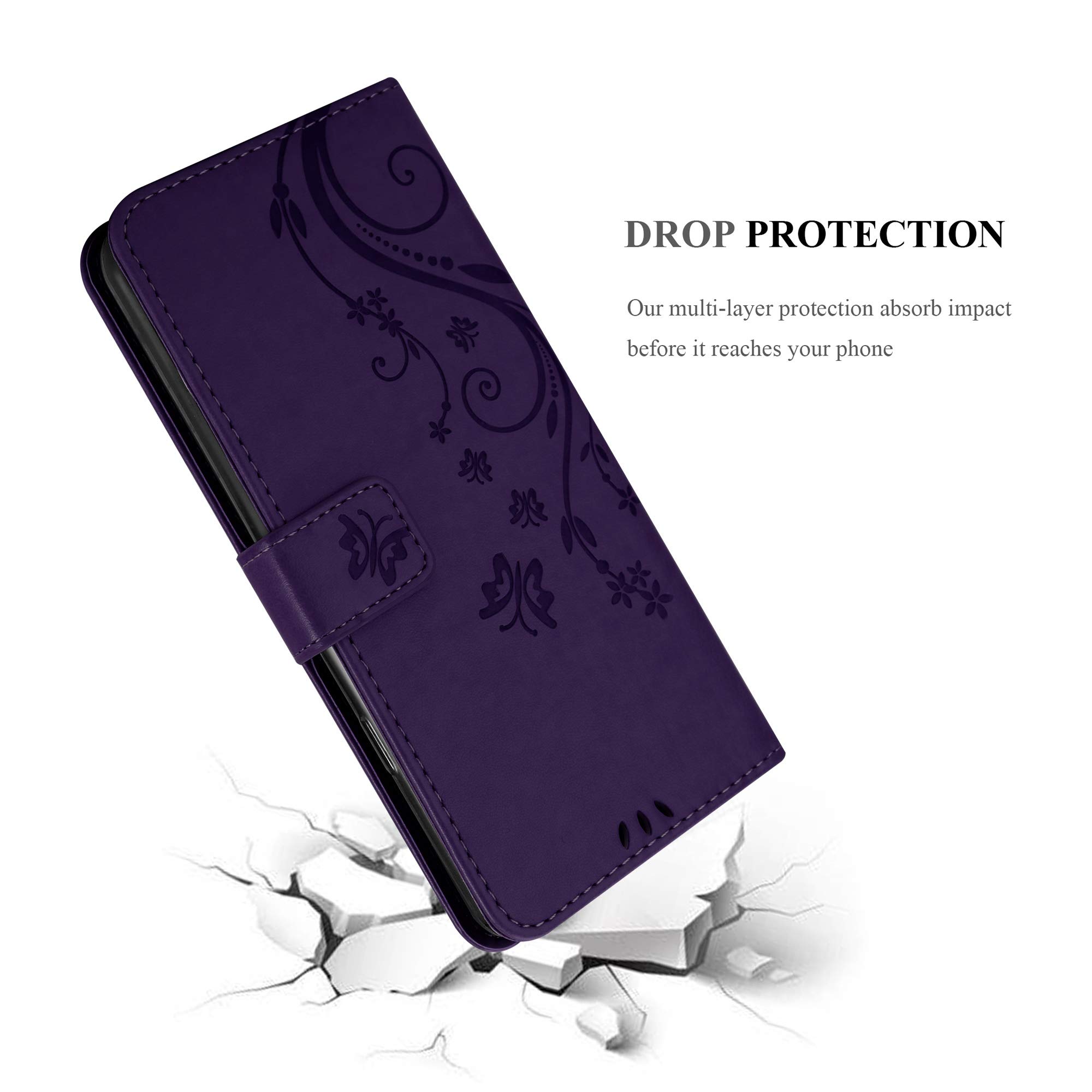 Cadorabo Custodia A Libro Per Xiaomi Redmi Note 7 – Motivo Floreale Rosa Con Fiori E Farfalle, Chiusura Magnetica, 3 Slot Carte, Funzione Stand - 5