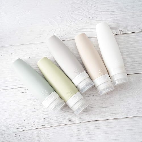 Miniatura 5 de Juego de botellas de viaje de silicona portátiles con certificación TSA, tubos de silicona exprimibles a prueba de fugas, recipientes de artículos