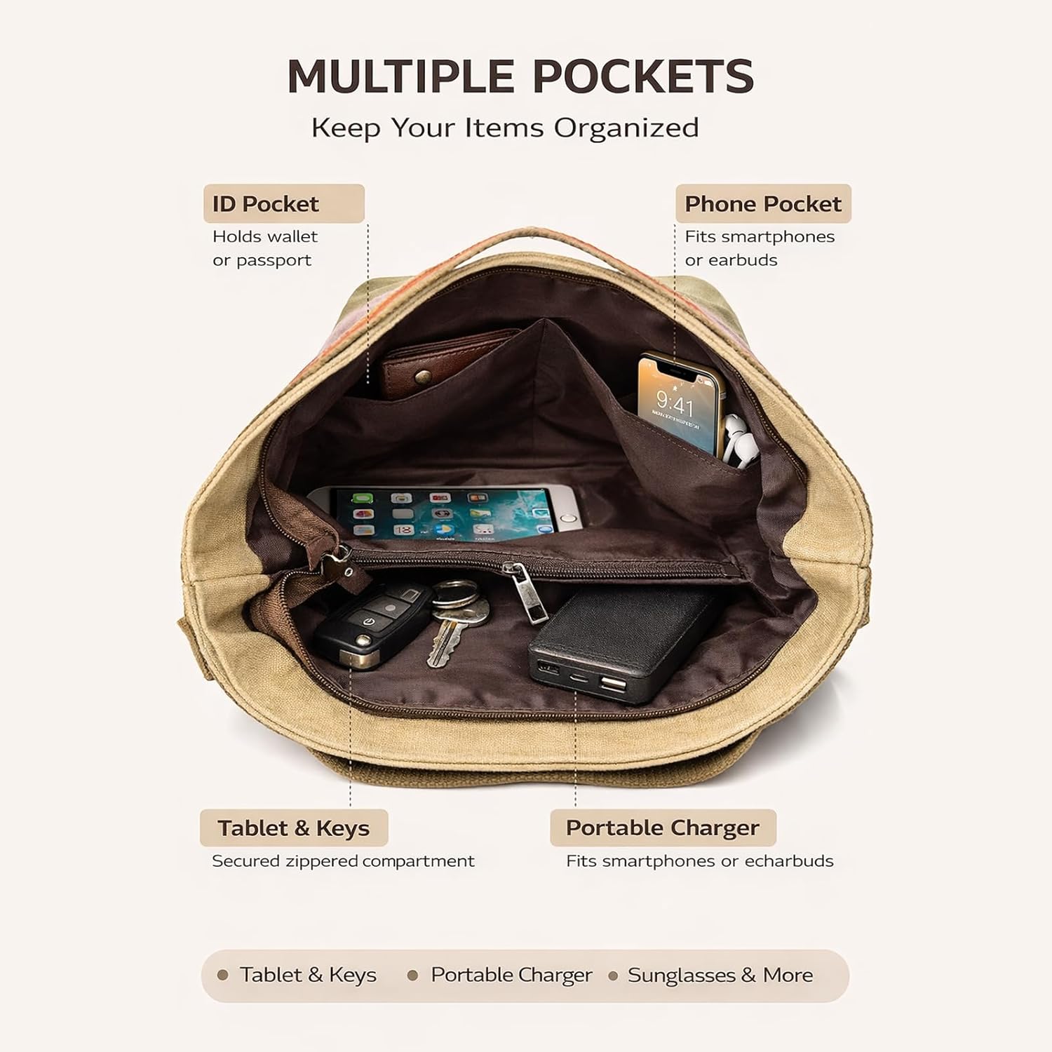 ROUROU Hobo Tote for Women - Top Handle Shoulder Crossbody Bag, Multi Color Canvas, Large Capacity, Casual Purse - Image 5