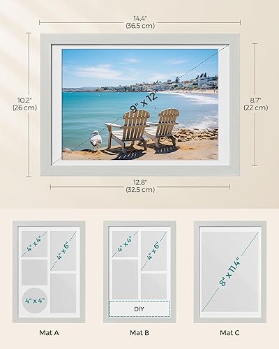 Miniatura 2 de SONGMICS Marco de fotos A4 para decoración de pared, juego de 2, marcos de fotos de 4 x 6 pulgadas para escritorio, fotos de 8 x 10, 8 x 12 o 4 x 4