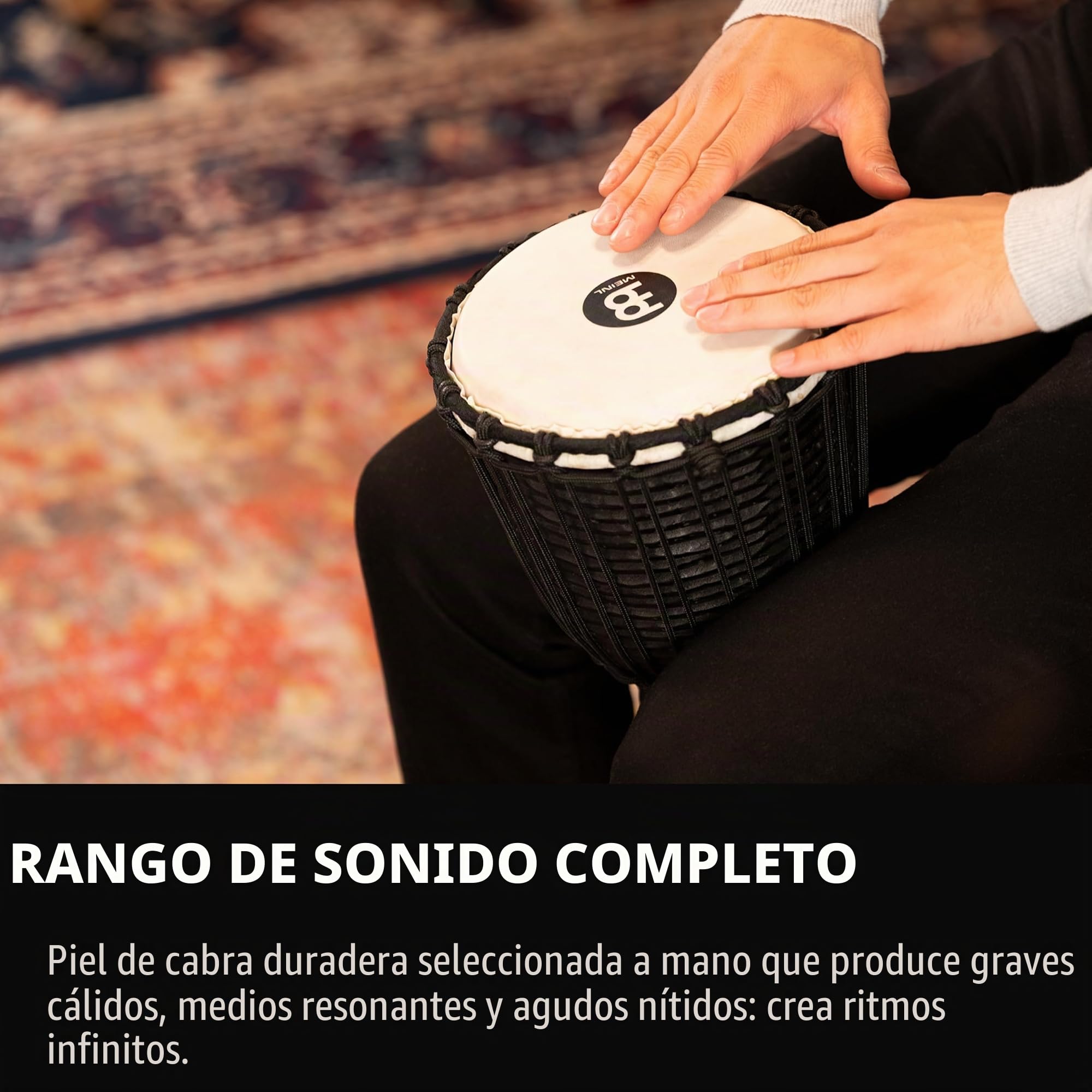 MEINL Percussion Headliner Rope Tuned Negro River Series Djembe - 8" Small, HDJ3-S