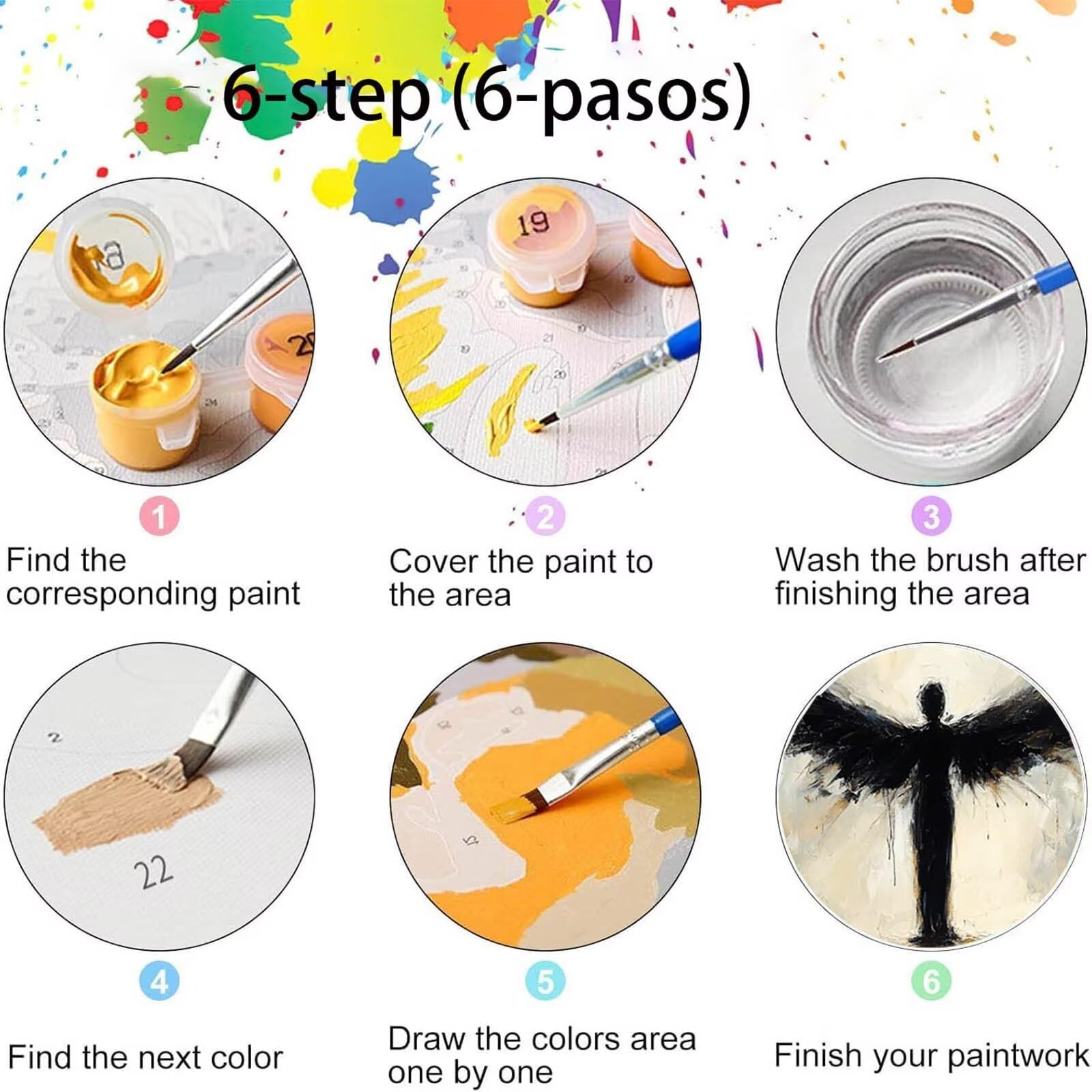 Pintar por Numeros Adultos Ángel, Pintar por Numeros Niños Kit Manualidades Adultos Abstracto Cuadros para Pintar por Numeros Pintura Acrílico, Cuadros Decoracion Salon Modernos 80X160cm 7w-4-C