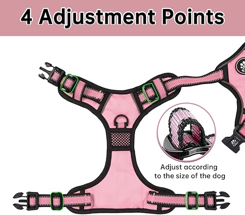 Miniatura 2 de NESTROAD Arnés para Perro Sin Tirones, Arnés de Chaleco para Perro Oxford Ajustable con Correa, Arnés Reflectante Sin Ahogo para Mascotas con Mango