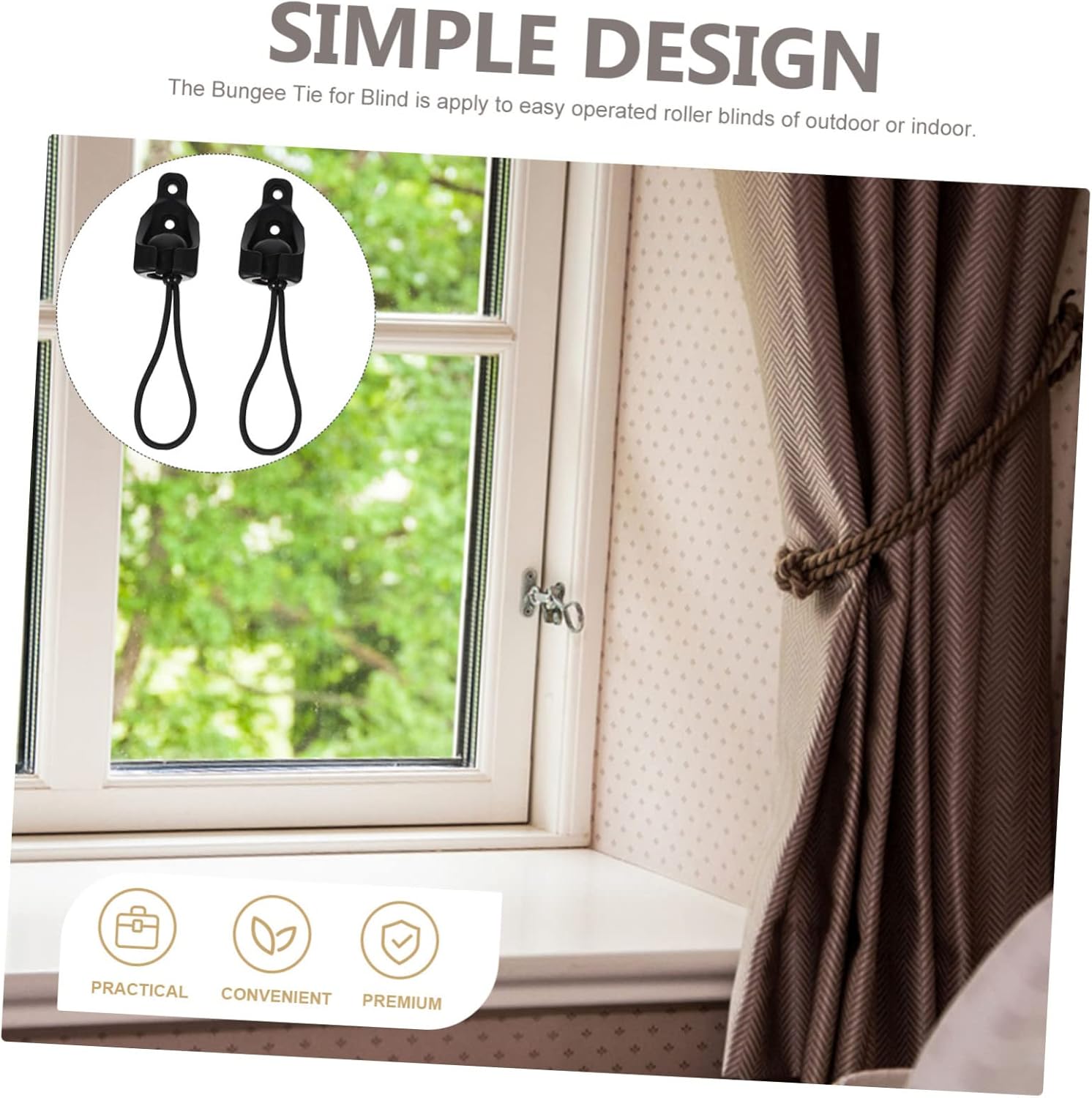 DOITOOL 10sets Bungee Tie Down Kit for Roller Blinds Windproof Elastic Cord Buckle End Caps for Outdoor and Indoor Easy to Install and