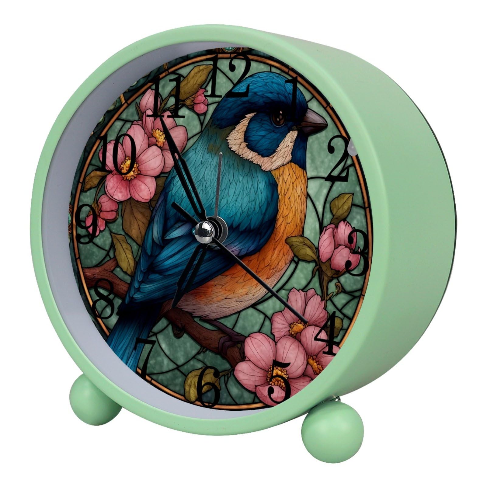etoenbrc Watercolor Butterfly Silent Analog Alarm Clock Small Battery Operated Clock Slient Plastic Table Clock for Living Room Bedroom Color363